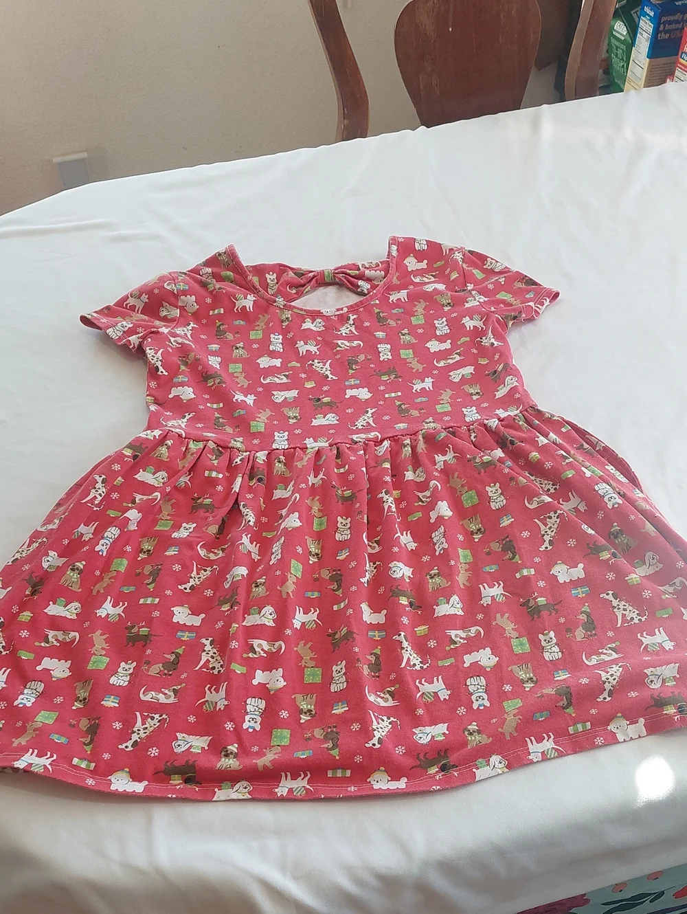 Girls Pink Dog Print Twirl Dress